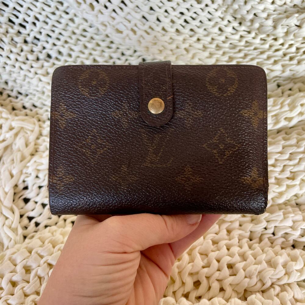 Louis Vuitton French Wallet Purse Monogram Ebene Canvas Kisslock Authentic 0099